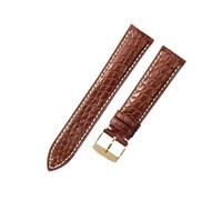 HTHRRFE Bracelet de montre crocodile étanche for hommes, compatible avec Tissot Montblanc Tudor Breitling, motif rond en cuir véritable 21 20 mm(Brown White-Rose-K1,22mm)