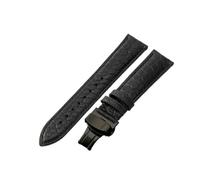 HTHRRFE Bracelet de montre crocodile étanche for hommes, compatible avec Tissot Montblanc Tudor Breitling, motif rond en cuir véritable 21 20 mm(Black-Black-B1,19mm)