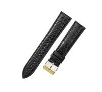 HTHRRFE Bracelet de montre crocodile étanche for hommes, compatible avec Tissot Montblanc Tudor Breitling, motif rond en cuir véritable 21 20 mm(Black-Golden-K1,16mm)