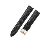 HTHRRFE Bracelet de montre crocodile étanche for hommes, compatible avec Tissot Montblanc Tudor Breitling, motif rond en cuir véritable 21 20 mm(Black-Rose-K1,18mm)