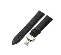 HTHRRFE Bracelet de montre crocodile étanche for hommes, compatible avec Tissot Montblanc Tudor Breitling, motif rond en cuir véritable 21 20 mm(Black-Steel-B1,18mm)