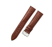 HTHRRFE Bracelet de montre crocodile étanche for hommes, compatible avec Tissot Montblanc Tudor Breitling, motif rond en cuir véritable 21 20 mm(Brown-Steel-K1,19mm)
