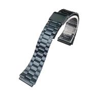 HTHRRFE Bracelet de montre en acier fin 18 mm compatible avec les modèles CASIO A158 / A159 / A168 / A169 / B650 / AQ230 / 700, petit bracelet carré classique en métal argenté(Blue 3)