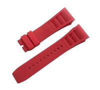 HTHRRFE Bracelet de montre en caoutchouc 25 mm, rouge, noir, vert, gris, bleu, jaune, orange, compatible avec Richard Mille, compatible avec le bracelet de montre RM011 Mille(Red-No buckle)