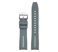 HTHRRFE Bracelet de montre en caoutchouc à extrémité incurvée de 20 mm compatible avec Omega X, Swatch Joint, MoonSwatch Planet, Seamaster 300, Rolex(Grey-white)