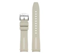 HTHRRFE Bracelet de montre en caoutchouc à extrémité incurvée de 20 mm compatible avec Omega X, Swatch Joint, MoonSwatch Planet, Seamaster 300, Rolex(Beige-white)