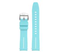 HTHRRFE Bracelet de montre en caoutchouc à extrémité incurvée de 20 mm compatible avec Omega X, Swatch Joint, MoonSwatch Planet, Seamaster 300, Rolex(Light blue-white)
