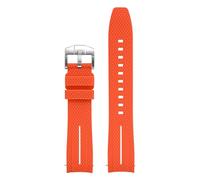 HTHRRFE Bracelet de montre en caoutchouc à extrémité incurvée de 20 mm compatible avec Omega X, Swatch Joint, MoonSwatch Planet, Seamaster 300, Rolex(Orange-white)