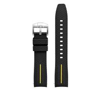 HTHRRFE Bracelet de montre en caoutchouc à extrémité incurvée de 20 mm compatible avec Omega X, Swatch Joint, MoonSwatch Planet, Seamaster 300, Rolex(Black-yellow)