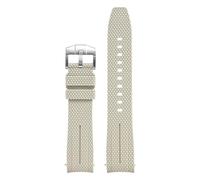 HTHRRFE Bracelet de montre en caoutchouc à extrémité incurvée de 20 mm compatible avec Omega X, Swatch Joint, MoonSwatch Planet, Seamaster 300, Rolex(Beige)