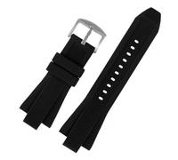HTHRRFE Bracelet de montre en caoutchouc compatible avec Michael Kors MK9019 MK8295 MK8492 MK9020, bracelet en silicone for homme 29-13 mm(Black-silver)