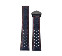 HTHRRFE Bracelet De Montre En Cuir 22 Mm Compatible Avec TAG Heuer Monaco Carrera CAW211R/P, Boucle Déployante Respirante, Imprimé Litchi, En Cuir De Vachette, For Homme(Blue Orange Black)