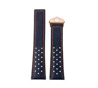 HTHRRFE Bracelet De Montre En Cuir 22 Mm Compatible Avec TAG Heuer Monaco Carrera CAW211R/P, Boucle Déployante Respirante, Imprimé Litchi, En Cuir De Vachette, For Homme(Blue Orange RG)