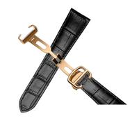 HTHRRFE Bracelet de montre en cuir de vache for homme et femme, compatible avec les montres Cartier Calibo London Solo, tailles 16, 17, 18, 20, 22, 23, 24, 25 mm.(Black RG folding,18mm)