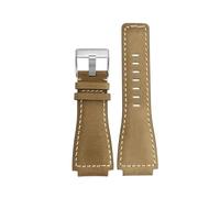 HTHRRFE Bracelet de montre en cuir de vachette 34 * 24 mm compatible avec Bell Ross B&R BR-01 BR-03 Bracelet for homme Bracelet de montre en caoutchouc de silicone convexe Envoyer des outils(Green sil