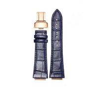 HTHRRFE Bracelet de montre en cuir de vachette for homme et femme, compatible avec Maserati Trident (25 x 18 mm et 21 x 18 mm, R8821108039 et R8821108025)(Blue RG Folding,24-18mm Convex)