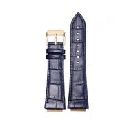 HTHRRFE Bracelet de montre en cuir de vachette for homme et femme, compatible avec Maserati Trident (25 x 18 mm et 21 x 18 mm, R8821108039 et R8821108025)(Blue rose gold pin,21-18mm Convex)