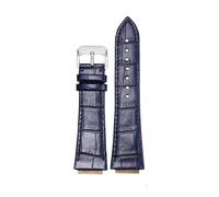 HTHRRFE Bracelet de montre en cuir de vachette for homme et femme, compatible avec Maserati Trident (25 x 18 mm et 21 x 18 mm, R8821108039 et R8821108025)(Blue silver pin,24-18mm Convex)