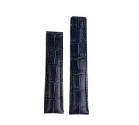 HTHRRFE Bracelet de montre en cuir noir bleu marron 19 mm, 20 mm, 22 mm, compatible avec les montres professionnelles TAG Heuer Monaco Carrera, style boucle déployante(Blue-nobuckle,20mm)