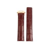 HTHRRFE Bracelet de montre en cuir noir bleu marron 19 mm, 20 mm, 22 mm, compatible avec les montres professionnelles TAG Heuer Monaco Carrera, style boucle déployante(Brown-rosegold,20mm)