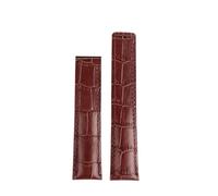 HTHRRFE Bracelet de montre en cuir noir bleu marron 19 mm, 20 mm, 22 mm, compatible avec les montres professionnelles TAG Heuer Monaco Carrera, style boucle déployante(Brown-nobuckle,20mm)