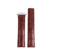 HTHRRFE Bracelet de montre en cuir noir bleu marron 19 mm, 20 mm, 22 mm, compatible avec les montres professionnelles TAG Heuer Monaco Carrera, style boucle déployante(Brown-silver,20mm)