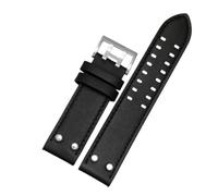 HTHRRFE Bracelet de montre en cuir véritable avec rivets 20 mm et 22 mm, compatible avec la montre Hamilton H760250 Khaki Air Field for homme, noir et marron(Black Yellow,20mm)