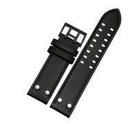 HTHRRFE Bracelet de montre en cuir véritable avec rivets 20 mm et 22 mm, compatible avec la montre Hamilton H760250 Khaki Air Field for homme, noir et marron(GREEN BLUE,22mm)