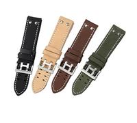 HTHRRFE Bracelet de montre en cuir véritable avec rivets 20 mm et 22 mm, compatible avec la montre Hamilton H760250 Khaki Air Field for homme, noir et marron(Black Green,20mm)