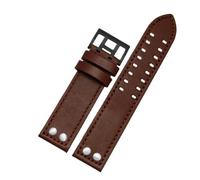 HTHRRFE Bracelet de montre en cuir véritable avec rivets 20 mm et 22 mm, compatible avec la montre Hamilton H760250 Khaki Air Field for homme, noir et marron(Red Black,20mm)