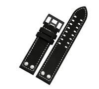 HTHRRFE Bracelet de montre en cuir véritable avec rivets 20 mm et 22 mm, compatible avec la montre Hamilton H760250 Khaki Air Field for homme, noir et marron(Beige,20mm)