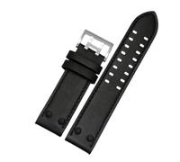 HTHRRFE Bracelet de montre en cuir véritable avec rivets 20 mm et 22 mm, compatible avec la montre Hamilton H760250 Khaki Air Field for homme, noir et marron(Blue White,22mm)