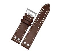 HTHRRFE Bracelet de montre en cuir véritable avec rivets 20 mm et 22 mm, compatible avec la montre Hamilton H760250 Khaki Air Field for homme, noir et marron(White Black,22mm)