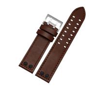 HTHRRFE Bracelet de montre en cuir véritable avec rivets 20 mm et 22 mm, compatible avec la montre Hamilton H760250 Khaki Air Field for homme, noir et marron(Silver white,20mm)