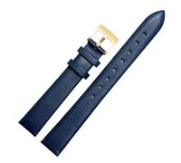 HTHRRFE Bracelet de montre en cuir véritable compatible avec Swarovski 5158972 Armani Fossil Series Chaîne de montre for femme Bracelet de montre en cuir véritable 12 14 16 mm(Blue-Gold Buckle,14mm)