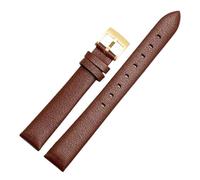HTHRRFE Bracelet de montre en cuir véritable compatible avec Swarovski 5158972 Armani Fossil Series Chaîne de montre for femme Bracelet de montre en cuir véritable 12 14 16 mm(Brown-gold buckle,14mm)