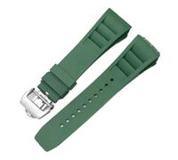 HTHRRFE Bracelet de montre en silicone compatible avec Richard Mille, bracelet de montre en caoutchouc, étanche et résistant à la transpiration, for homme, 25 mm(Green-silver)