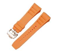 HTHRRFE Bracelet de montre en silicone compatible avec Richard Mille, résistant à la transpiration, souple et confortable, bracelet en caoutchouc à ouverture surélevée de 25 mm(Orange-rose gold)