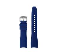 HTHRRFE Bracelet de montre en silicone orange à extrémité incurvée for homme, 22 mm, compatible avec Mido Multifort TV M049.526 M049, bracelet de rechange souple avec boucle en métal(Blue silver pin)