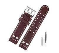 HTHRRFE Bracelet de montre Jazz en cuir véritable, compatible avec les montres Hamilton Khaki Aviation H77616533 et H70615733 Field for homme(B Dark brown silver,22mm)
