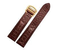 HTHRRFE Bracelet De Montre Noir Marron Bleu Compatible Avec Les Bracelets En Crocodile Cartier En Cuir Véritable Solo Key London Calibo For Homme 20 22 23 24 25(Brown-gold buckle,16mm)