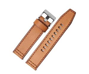 HTHRRFE Bracelet de montre rétro à dégagement rapide en cuir véritable Diesel, compatible avec les modèles JR1354|1487|1424, noir et marron foncé, 22 mm et 24 mm(Brown-Silvery Buckle,22mm)