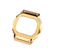 HTHRRFE Bracelet de montre rétro souple en cuir de vache for homme, compatible avec Casio DW5600 GW-B5600 GW-M5610, modifié, avec adaptateur et outil gratuit(Only Case golden,For 5600)