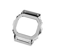 HTHRRFE Bracelet de montre rétro souple en cuir de vache for homme, compatible avec Casio DW5600 GW-B5600 GW-M5610, modifié, avec adaptateur et outil gratuit(Only Case silver,For 5610)