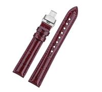 HTHRRFE Bracelet de montre universel en cuir for femme, 18 mm, compatible avec les accessoires de montre JOWISSA Tissot T099, bracelet en cuir brillant rouge vin(A Purple Steel,20mm-Width)