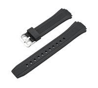 HTHRRFE Bracelet de rechange en caoutchouc et résine for montre Casio EDIFICE EF-552, étanche, 19 mm, accessoire de ceinture(Black silver buckle)