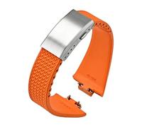 HTHRRFE Bracelet en caoutchouc fluoré compatible avec Tissot PRX Series Super Player 35 mm 40 mm FKM for femme et homme, boucle déployante à dégagement rapide, 11 mm 12 mm(Orange Silver,12mm)