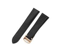 HTHRRFE Bracelet en cuir Litchi Compatible avec Cartier SOLO RONDE DE litchi, bracelet en cuir Grain 20 23 25mm, accessoires DE montre(Black-Rose-Z4,16mm)