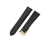 HTHRRFE Bracelet en cuir Litchi Compatible avec Cartier SOLO RONDE DE litchi, bracelet en cuir Grain 20 23 25mm, accessoires DE montre(Black-Golden-Z4,17mm)