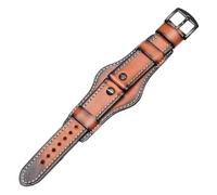 HTHRRFE Bracelet en cuir rétro brossé à la main, style chaîne de montre, compatible avec les montres Fossil, Panerai, Rolex, Tudor, accessoires 18, 20 et 22(GREEN BLUE,22mm)